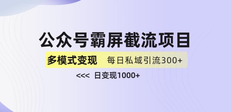 公众号霸屏截流项目+私域多渠道变现玩法，全网首发，日入1000+【揭秘】-51资源库