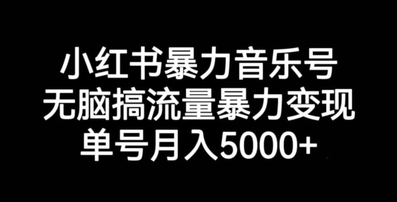 小红书暴力音乐号，无脑搞流量暴力变现，单号月入5000+-51资源库
