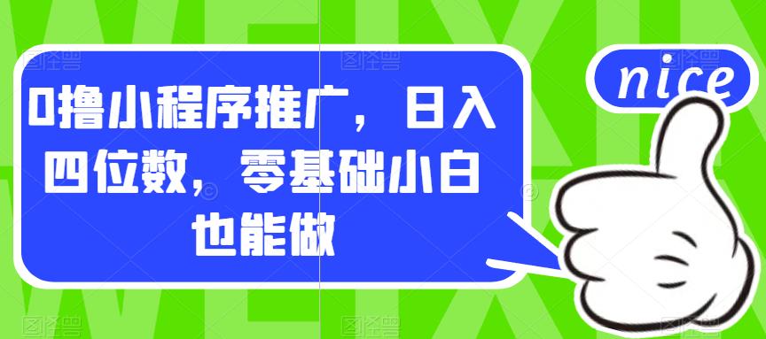 0撸小程序推广，日入四位数，零基础小白也能做【揭秘】-51资源库