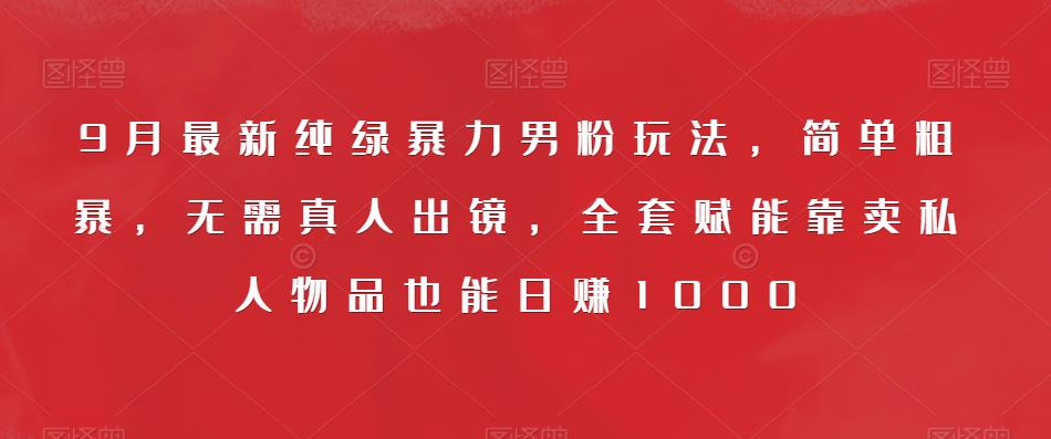 9月最新纯绿暴力男粉玩法，简单粗暴，无需真人出镜，全套赋能靠卖私人物品也能日赚1000-51资源库