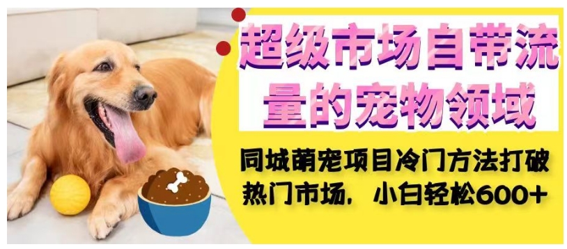 超级市场自带流量的宠物领域，同城萌宠项目冷门方法打破热门市场，小白轻松600+-51资源库