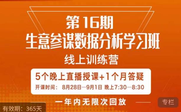 宁静·生意参谋数据分析学习班，解决商家4大痛点，学会分析数据，打造爆款！-51资源库