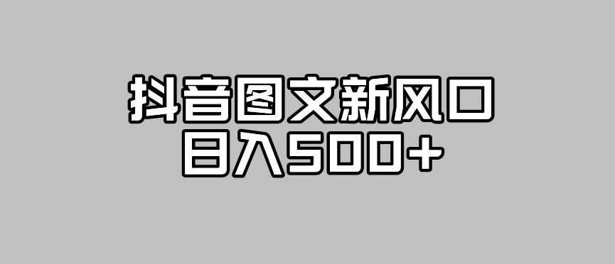 抖音图文最新风口，流量扶持非常高，日入500+【揭秘】-51资源库