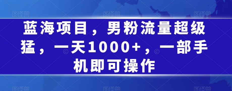 蓝海项目，男粉流量超级猛，一天1000+，一部手机即可操作【揭秘】-51资源库
