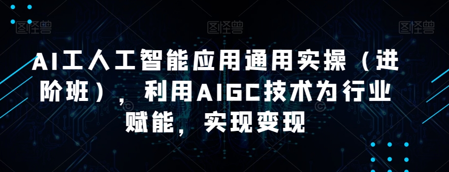 AI工人工智能应用通用实操（进阶班），利用AIGC技术为行业赋能，实现变现-51资源库