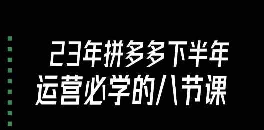 大牙·23年下半年拼多多运营必学的八节课（18节完整）-51资源库