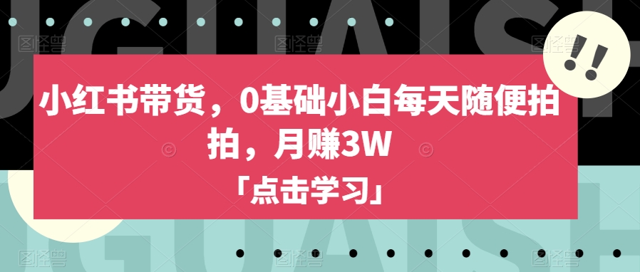 小红书带货，0基础小白每天随便拍拍，月赚3W【揭秘】-51资源库