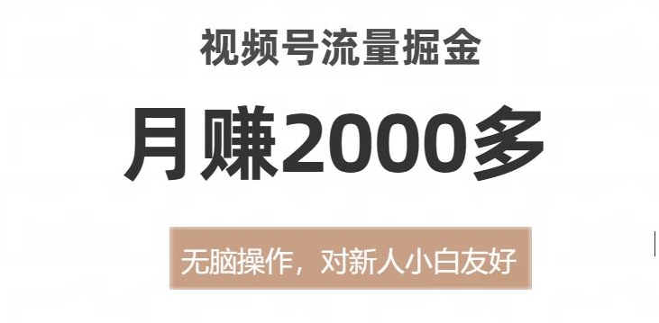 视频号流量掘金，无脑操作，对新人小白友好，月赚2000多【揭秘】-51资源库