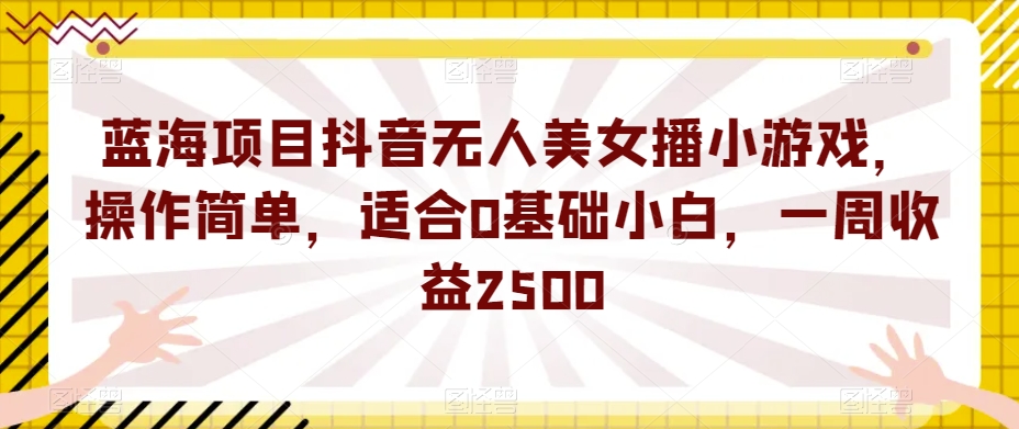 蓝海项目抖音无人美女播小游戏，操作简单，适合0基础小白，一周收益2500【揭秘】-51资源库
