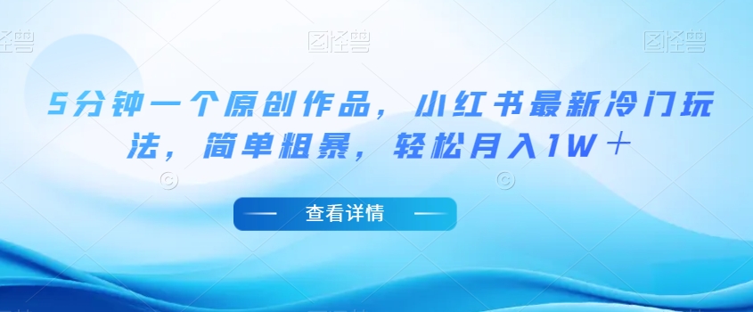 5分钟一个原创作品，小红书最新冷门玩法，简单粗暴，轻松月入1W＋【揭秘】-51资源库