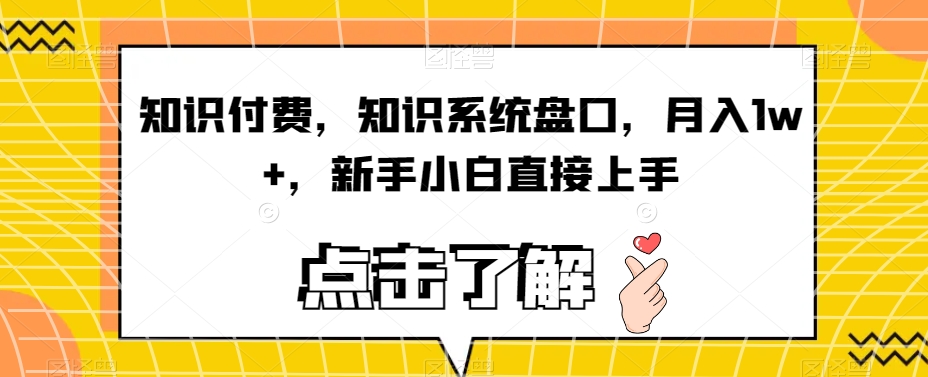 知识付费，知识系统盘口，月入1w+，新手小白直接上手-51资源库