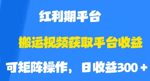 搬运视频获取平台收益，平台红利期，附保姆级教程【揭秘】-51资源库