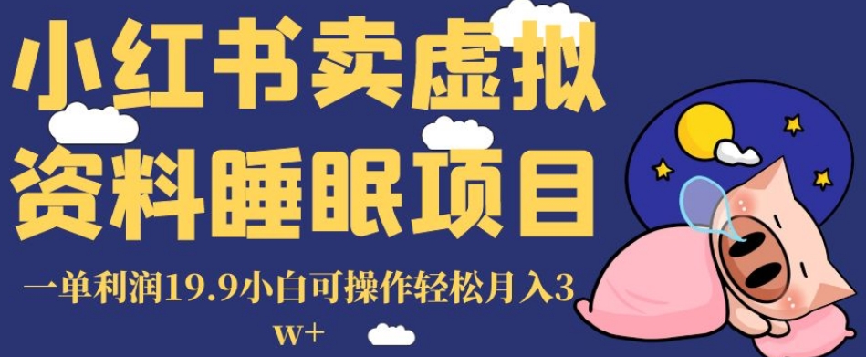 小红书卖虚拟资料睡眠项目，一单利润19.9小白可操作轻松月入3w+【揭秘】-51资源库