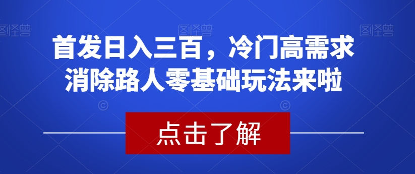 首发日入三百，冷门高需求消除路人零基础玩法来啦【揭秘】-51资源库