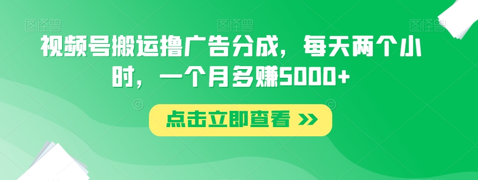 视频号搬运撸广告分成，每天两个小时，一个月多赚5000+-51资源库
