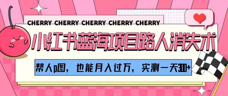 小红书蓝海项目路人消失术，帮人p图，也能月入过万，实测一天300+【揭秘】-51资源库