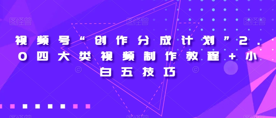 视频号“创作分成计划”2.0四大类视频制作教程+小白五技巧【揭秘】-51资源库