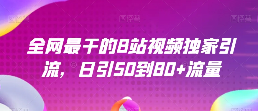 全网最干的B站视频独家引流，日引50到80+流量【揭秘】-51资源库
