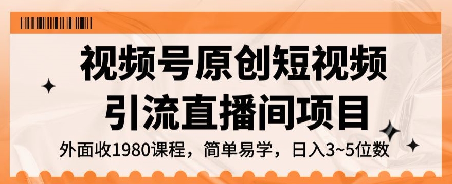 视频号原创短视频引流直播间项目，日入3~5五位数【揭秘】-51资源库