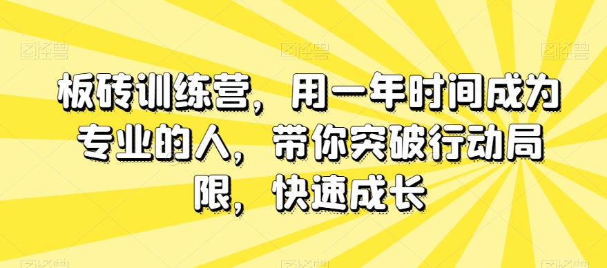 板砖训练营，用一年时间成为专业的人，带你突破行动局限，快速成长-51资源库