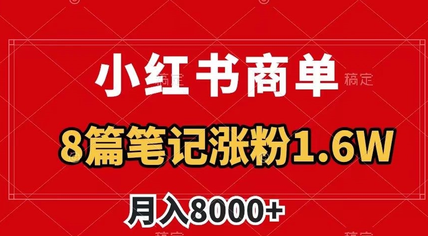小红书商单最新玩法，8篇笔记涨粉1.6w，作品制作简单，月入8000+【揭秘】-51资源库
