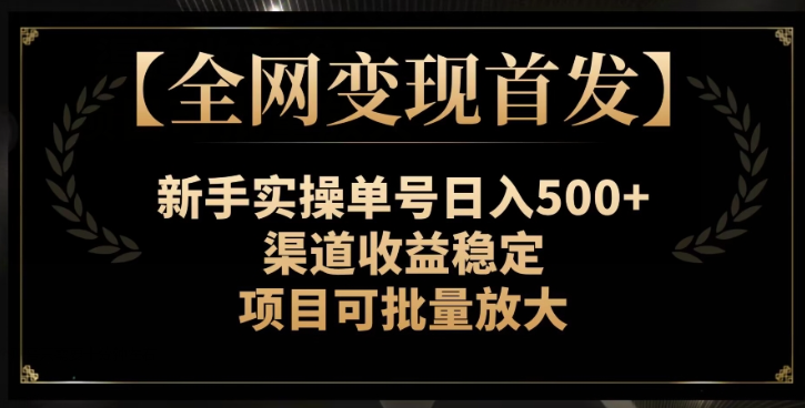 【全网变现首发】新手实操单号日入500+，渠道收益稳定，项目可批量放大【揭秘】-51资源库