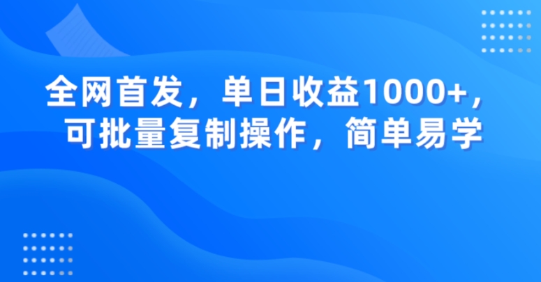 全网首发，单日收益1000+，可批量复制操作，简单易学【揭秘】-51资源库