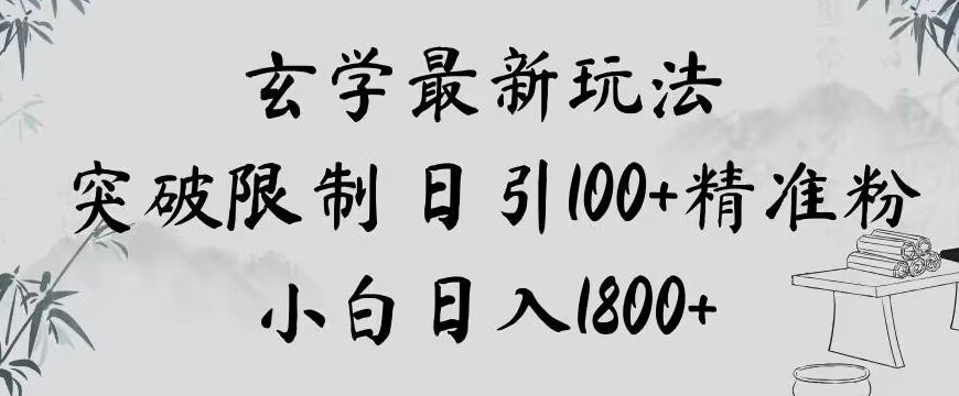 玄学新玩法，突破限制，日引100+精准粉，小白日入1800+【揭秘】-51资源库