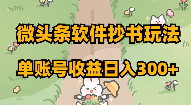 微头条软件抄书玩法，单账号收益日入300+【揭秘】-51资源库
