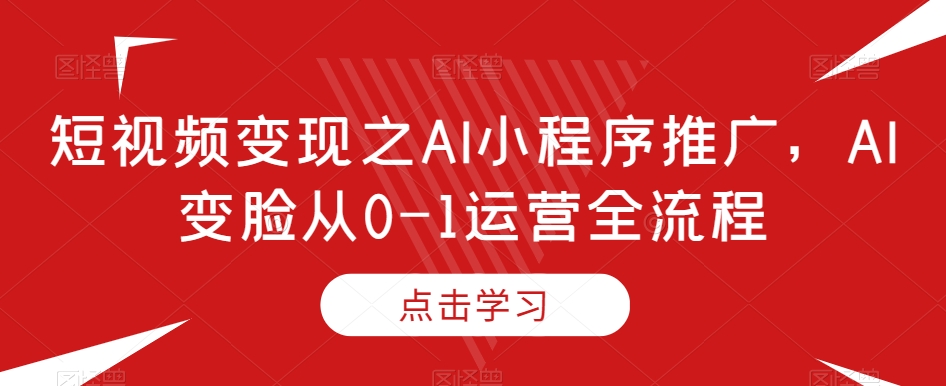 短视频变现之AI小程序推广，AI变脸从0-1运营全流程-51资源库