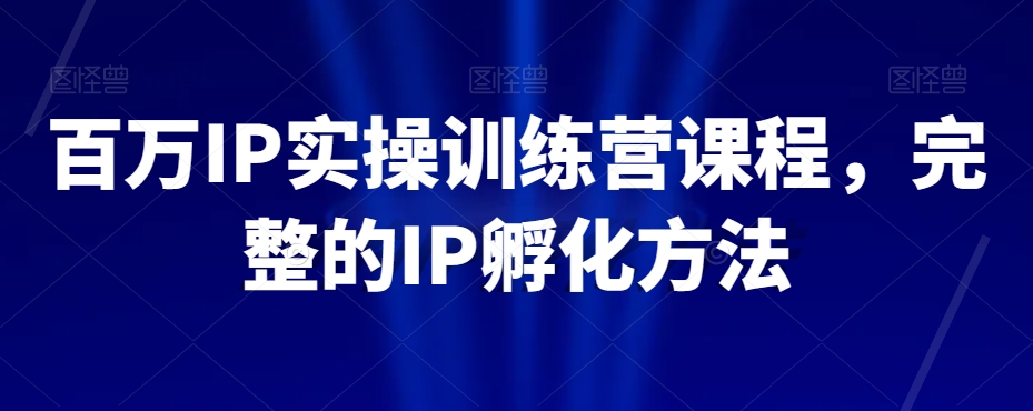 百万IP实操训练营课程，完整的IP孵化方法-51资源库