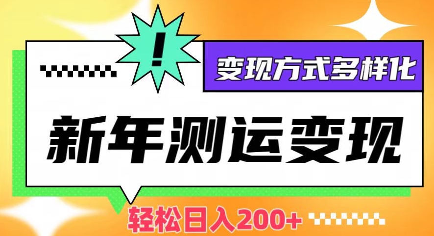 新年运势测试变现，日入200+，几分钟一条作品，变现方式多样化【揭秘】-51资源库