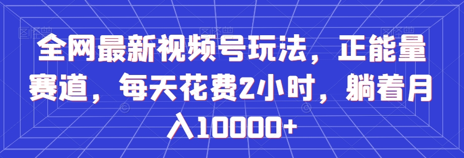 全网最新视频号玩法，正能量赛道，每天花费2小时，躺着月入10000+【揭秘】-51资源库