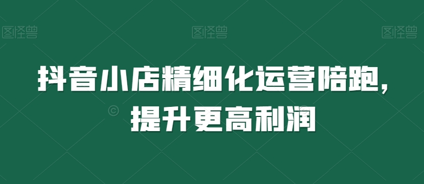 抖音小店精细化运营陪跑，提升更高利润-51资源库