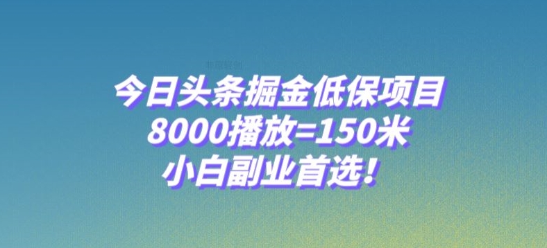 今日头条掘金低保项目，8000播放=150米，小白副业首选【揭秘】-51资源库