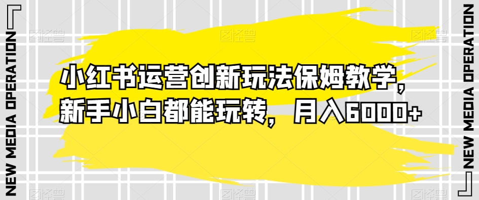 小红书运营创新玩法保姆教学，新手小白都能玩转，月入6000+【揭秘】-51资源库