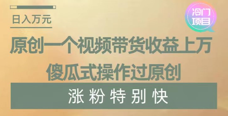 原创一个视频带货收益上万，傻瓜式操作过原创，几分钟做一个视频涨粉特别快【揭秘】-51资源库