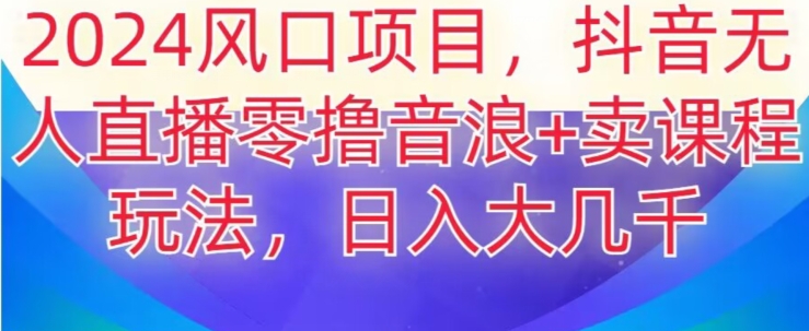 2024风口项目，抖音无人主播撸音浪+卖课程玩法，日入大几千【揭秘】-51资源库