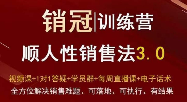 爆款！销冠训练营3.0之顺人性销售法，全方位解决销售难题、可落地、可执行、有结果-51资源库