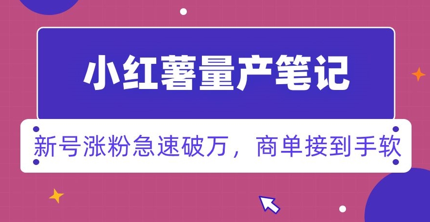 小红书量产笔记，一分种一条笔记，新号涨粉急速破万，新黑马赛道，商单接到手软【揭秘】-51资源库