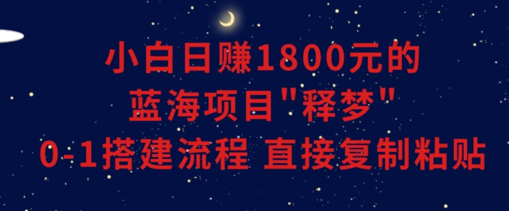 小白能日赚1800元的蓝海项目”释梦”0-1搭建流程可直接复制粘贴长期做【揭秘】-51资源库