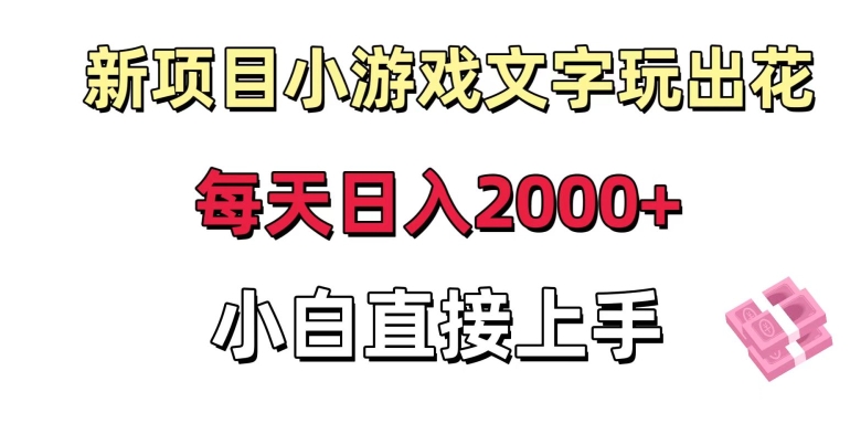 新项目小游戏文字玩出花日入2000+，每天只需一小时，小白直接上手【揭秘】-51资源库