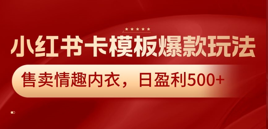 小红书卡模板爆款玩法，售卖情趣内衣，日盈利500+【揭秘】-51资源库