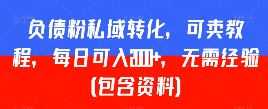 负债粉私域转化，可卖教程，每日可入2000+，无需经验（包含资料）【揭秘】-51资源库