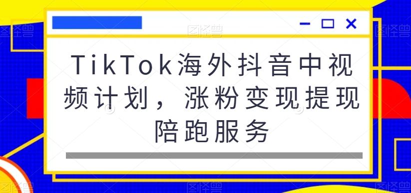 TikTok海外抖音中视频计划，涨粉变现提现陪跑服务-51资源库