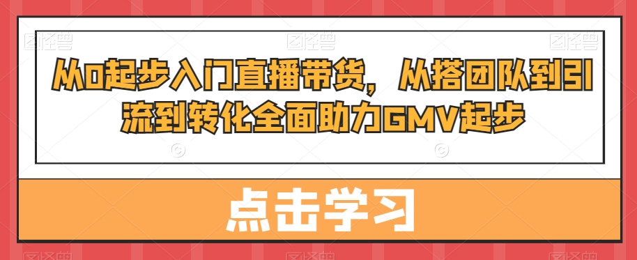 从0起步入门直播带货，​从搭团队到引流到转化全面助力GMV起步-51资源库