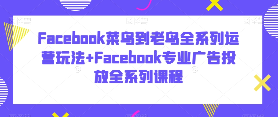 Facebook菜鸟到老鸟全系列运营玩法+Facebook专业广告投放全系列课程-51资源库