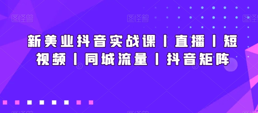 新美业抖音实战课丨直播丨短视频丨同城流量丨抖音矩阵-51资源库