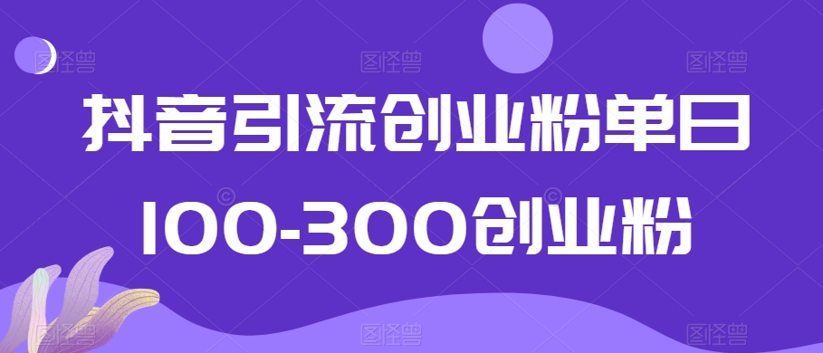抖音引流创业粉单日100-300创业粉【揭秘】-51资源库
