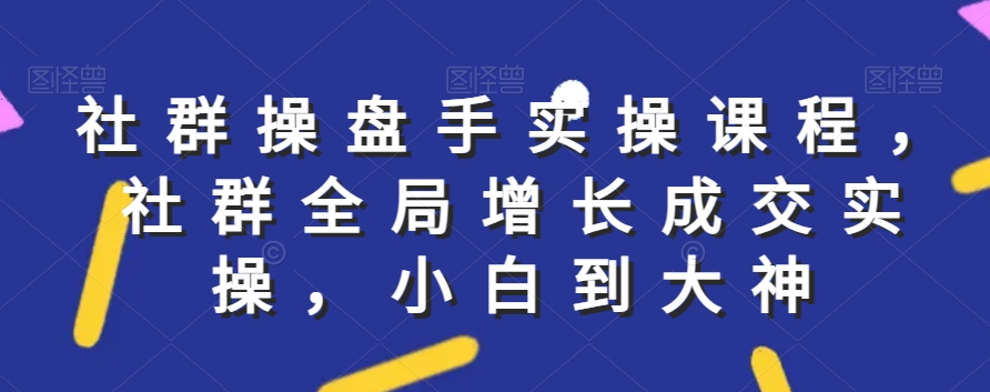 社群实操课程，社群全局增长成交实操，小白到大神-51资源库